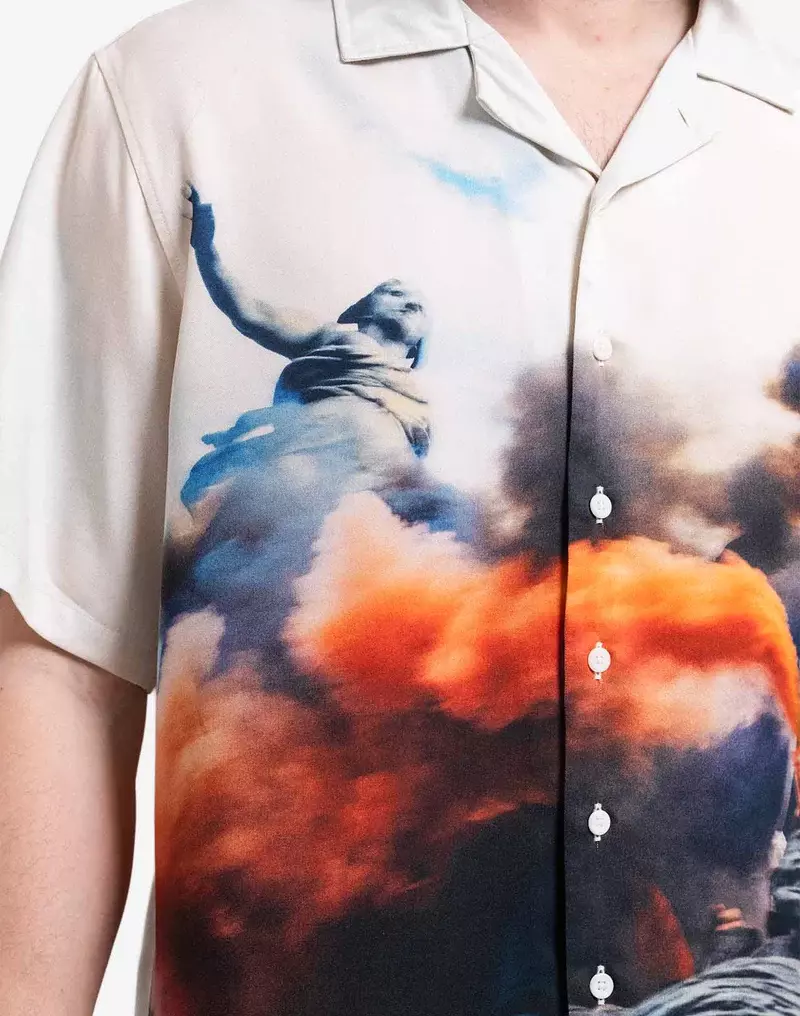 Olow Aloha Riot Off-White Shirt Kurzarm Hemd Herren creme